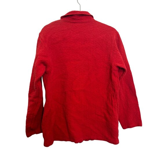 Vintage Chicos Design Womens Button-Up Jacket Size 1 Long Sleeve Red 100% Cotton - Picture 2 of 5